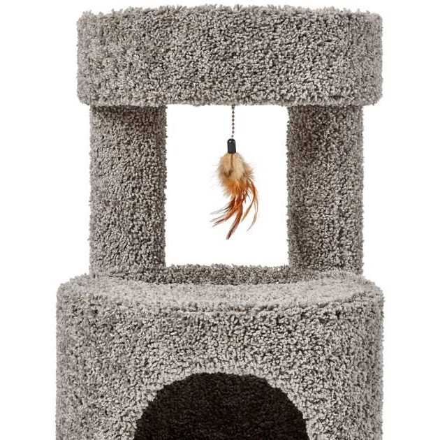 Frisco 36-in Real Carpet Wooden Cat Tree - Healthber