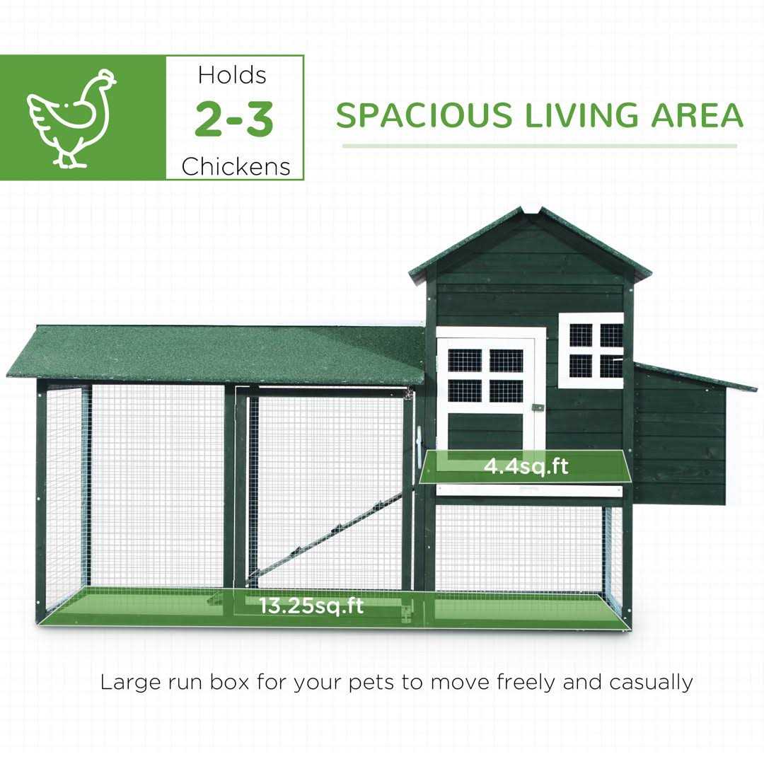 PawHut 84 Wooden Chicken Coop Hen House Outdoor with Run Nesting Box - Healthber