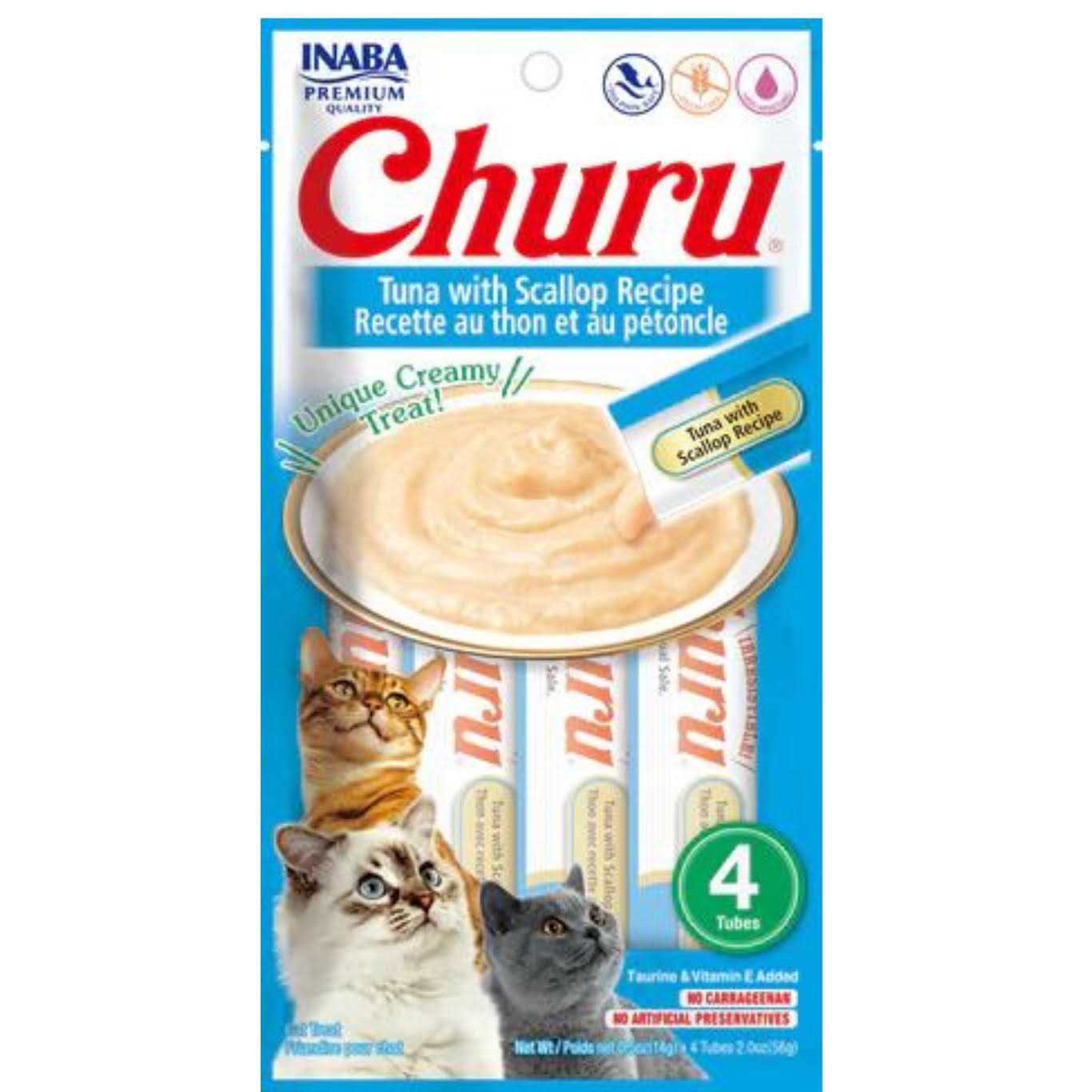 Inaba Churu Grain-Free Tuna with Scallop Puree Lickable Cat Treat - Healthber