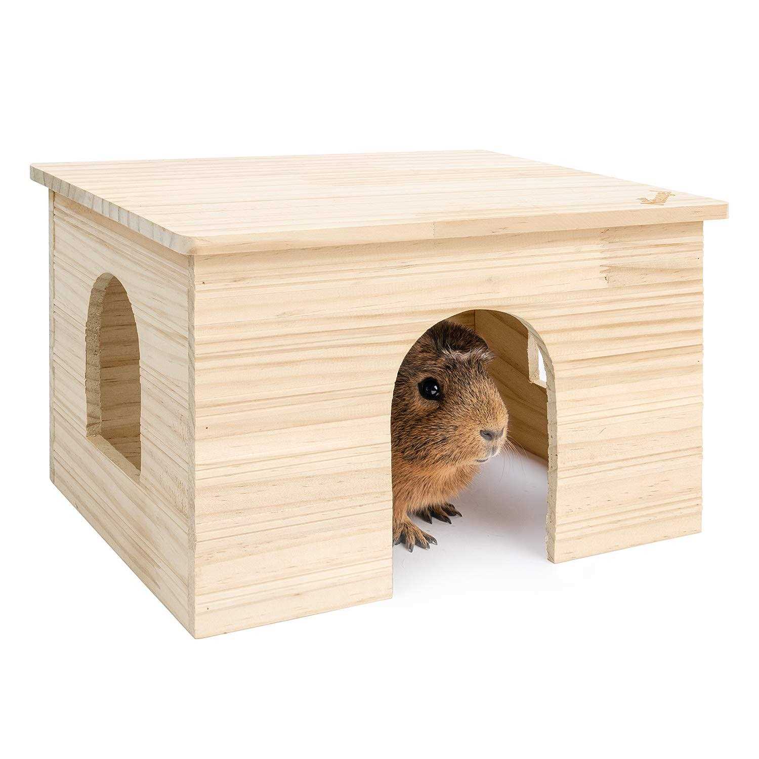 Niteangel Wood House with Window, Chinchilla and Guinea Pigs Hut Hideout - Healthber