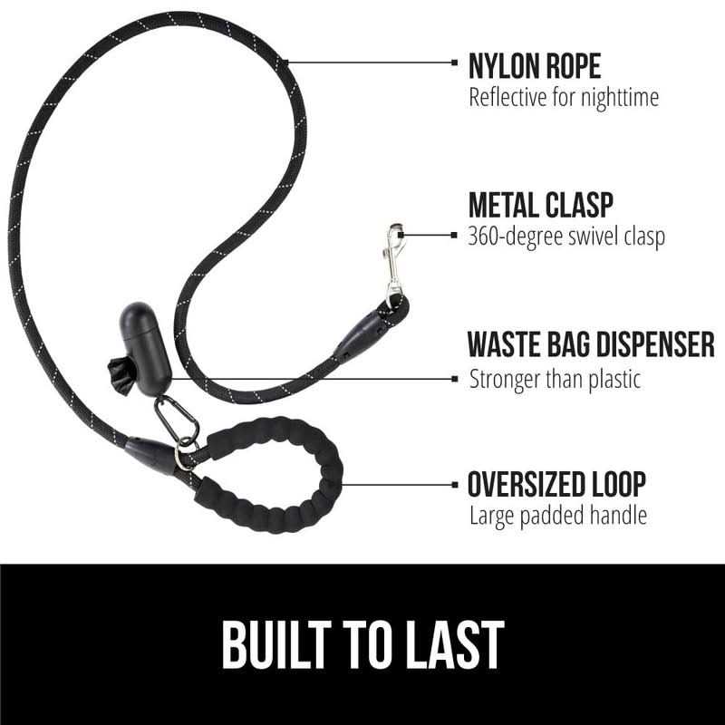 Gorilla Grip Heavy Duty Dog Leash Soft Handle Strong Reflective Rope for Night Walking - Healthber