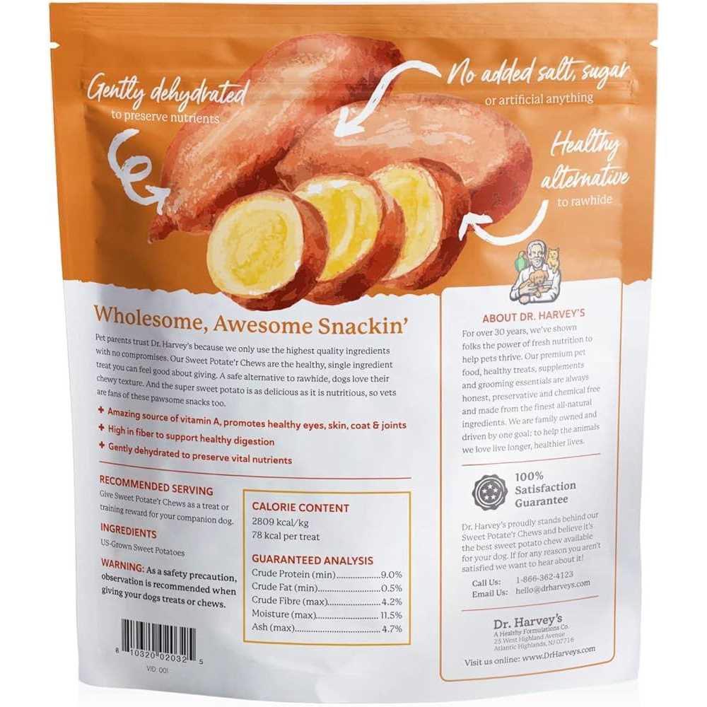 Dr. Harvey’s Sweet Potate’r Chews Dog Treats - Healthber