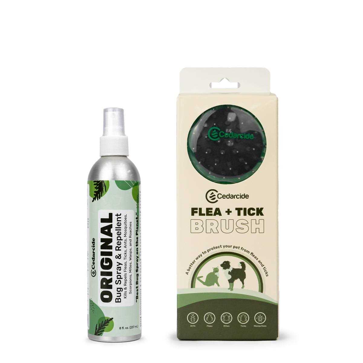 Cedarcide Flea + Tick Pet Brush w/ Cedarcide Original - Healthber