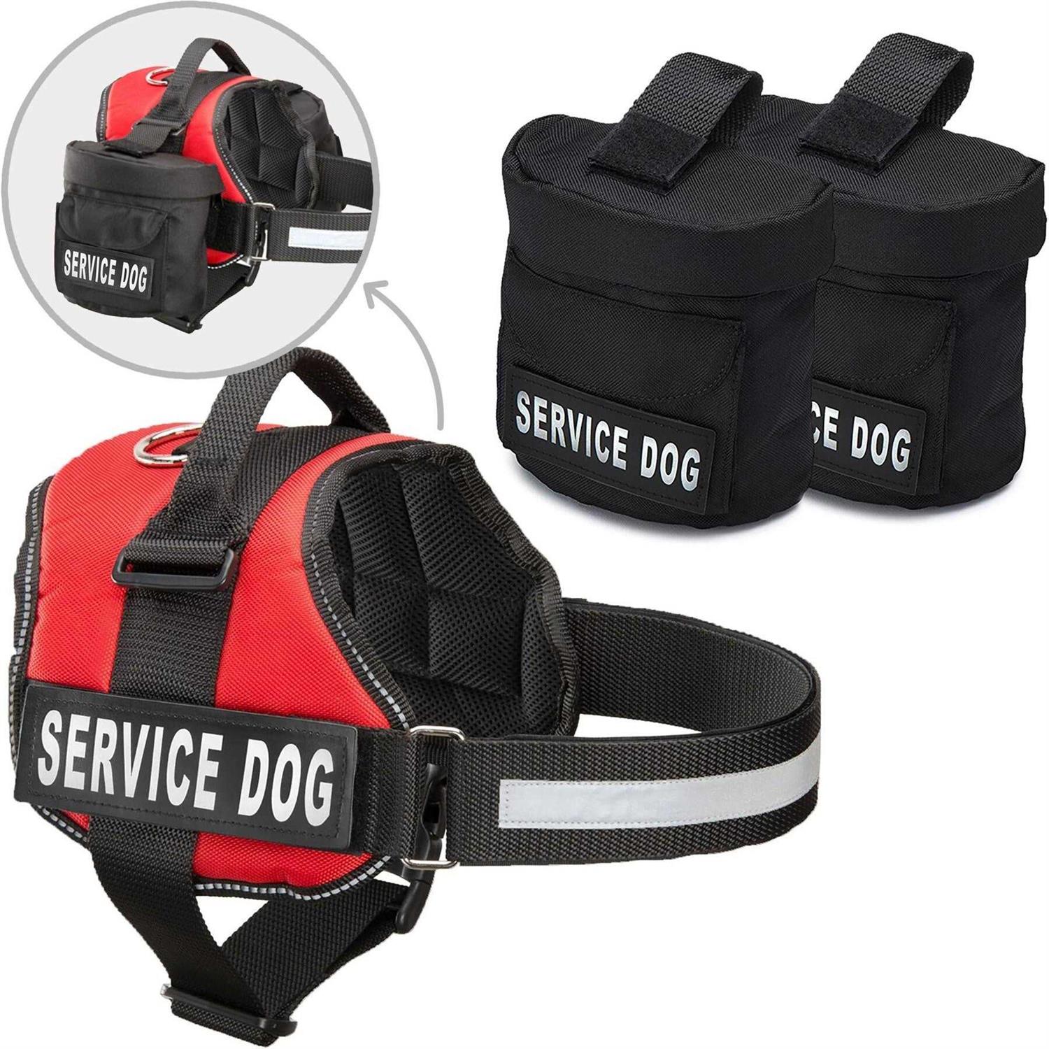 Industrial Puppy Service Dog Vest with Hook and Loop Straps and Detachable Backpacks Harnesses in 7 Sizes from XXS to XXL - Healthber