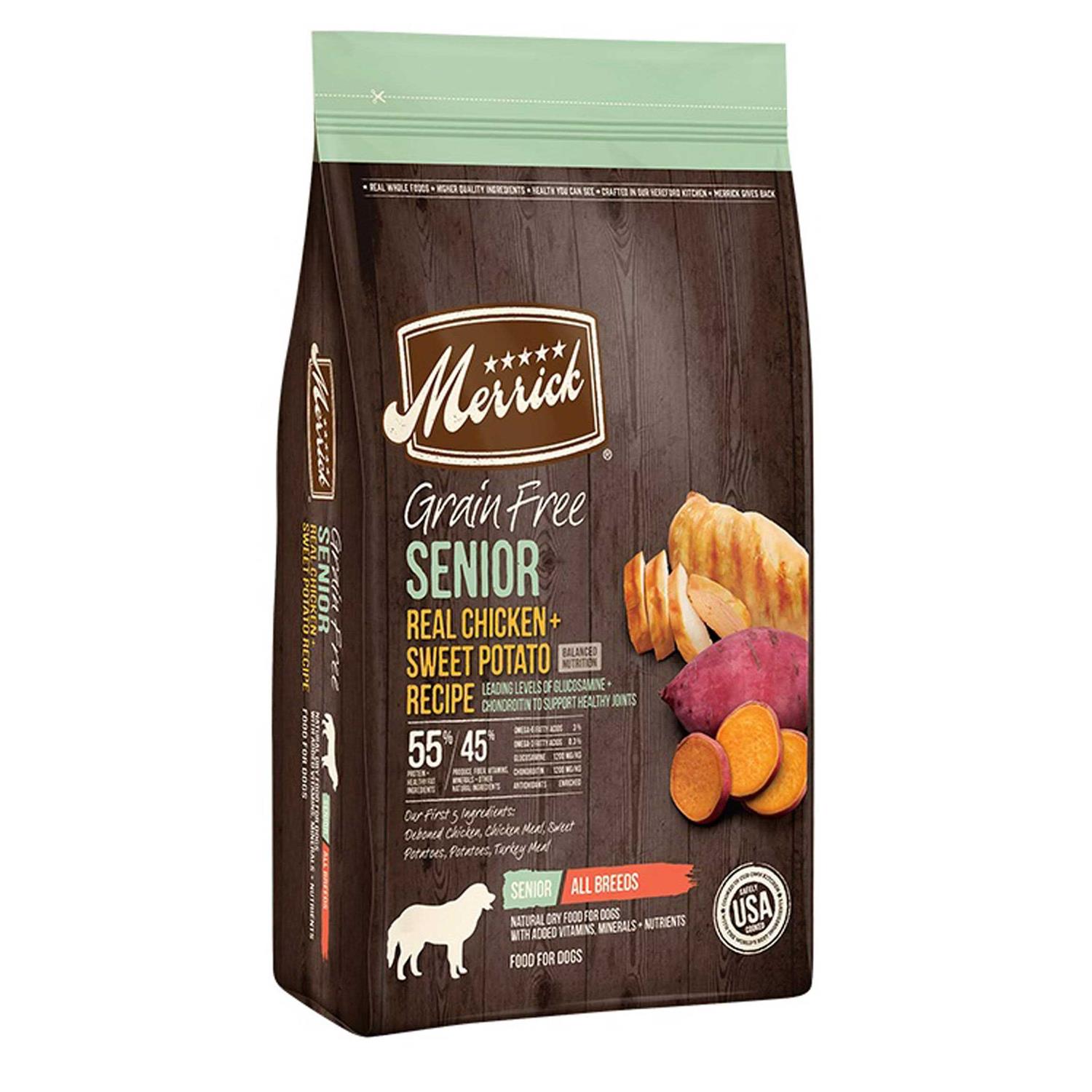 Merrick Grain Free Real Chicken Sweet Potato Recipe Senior Dry Dog Food - Healthber