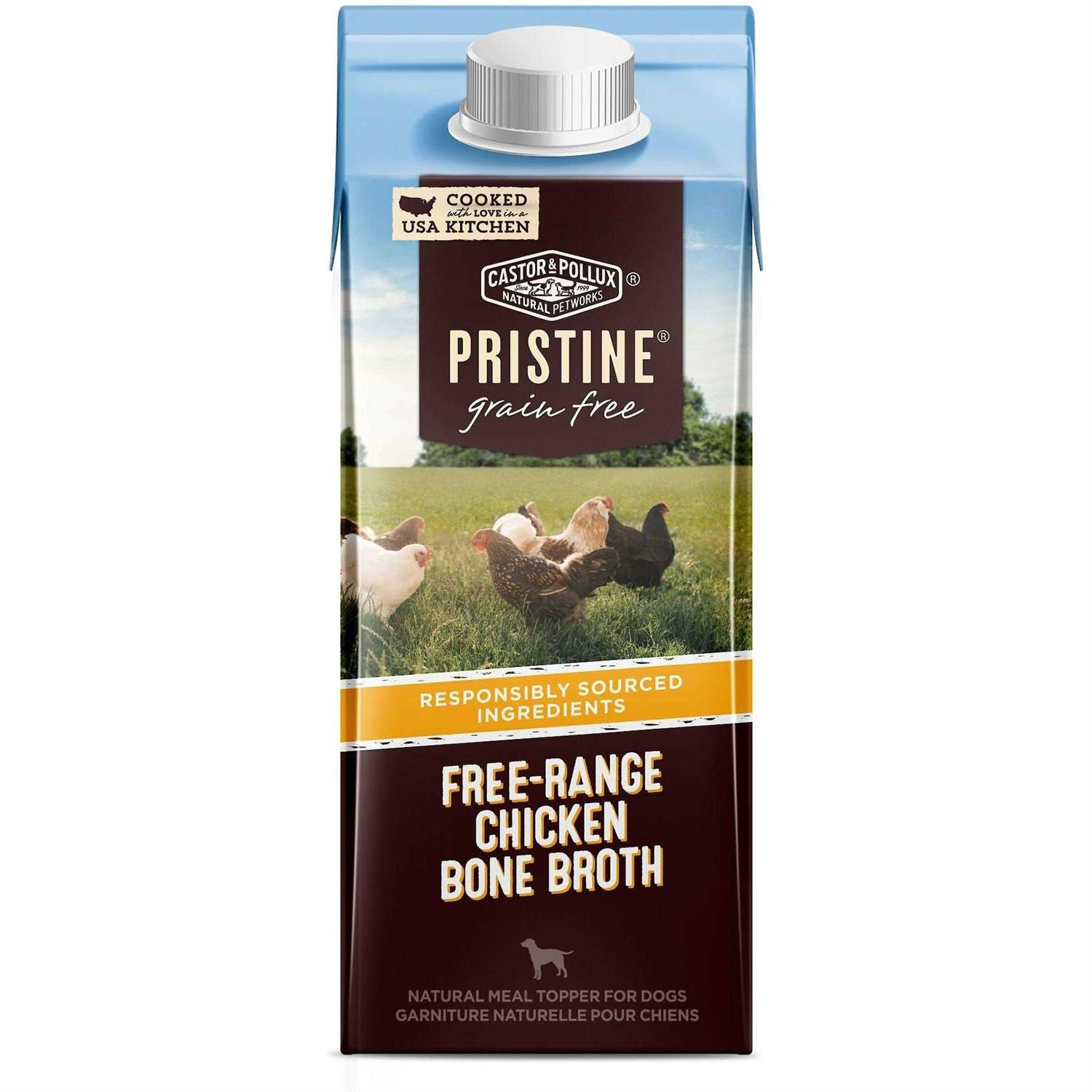 Castor Pollux Pristine Free-Range Chicken Bone Broth Grain-Free Dog Food Topper - Healthber