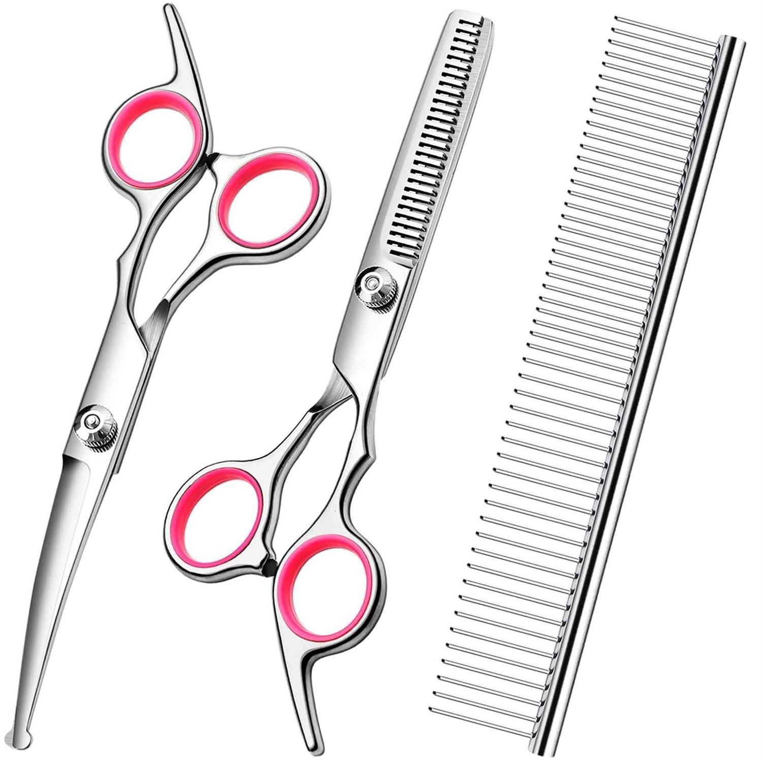 FAIGEO Dog Grooming Scissors with Safety Round Tips Stainless Steel Professional Dog Grooming Kit - Healthber