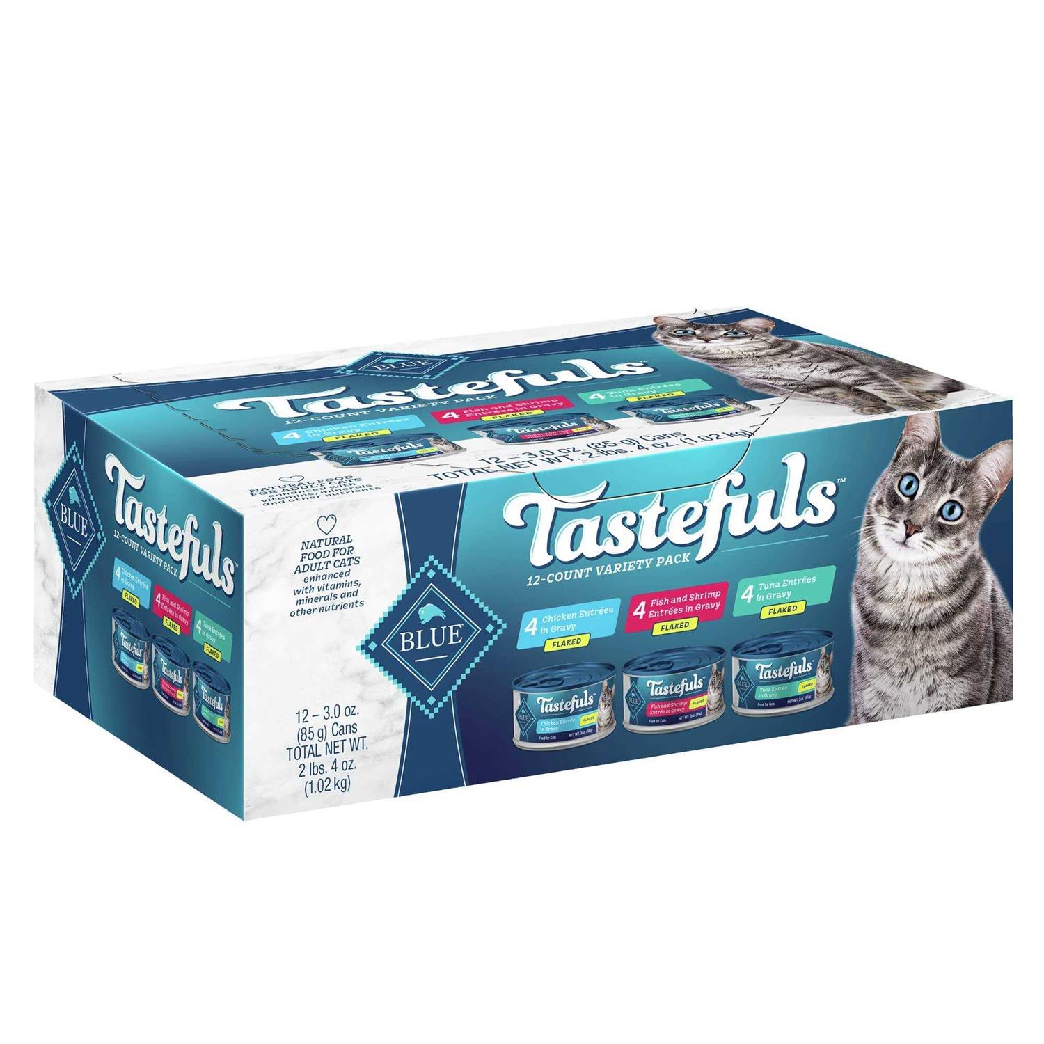 Blue Buffalo Tastefuls Tuna, Chicken and Fish/Shrimp Flaked Variety Pack Wet Cat Food - Healthber