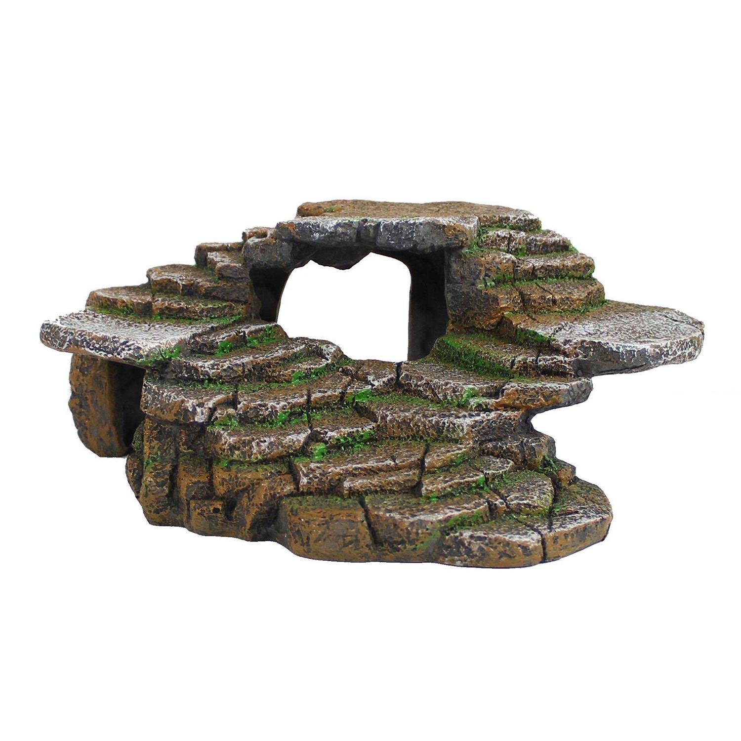 Penn-Plax Reptology Shale Scape Step Ledge & Cave Hideout - Healthber