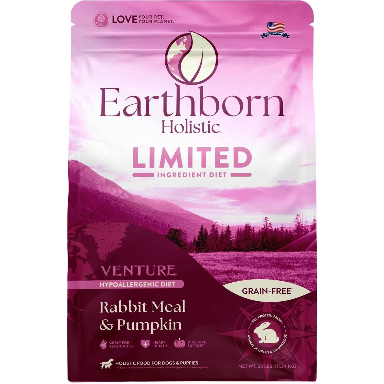 Earthborn Holistic Venture Grain Free Rabbit Meal Pumpkin Dry Dog Food - Healthber
