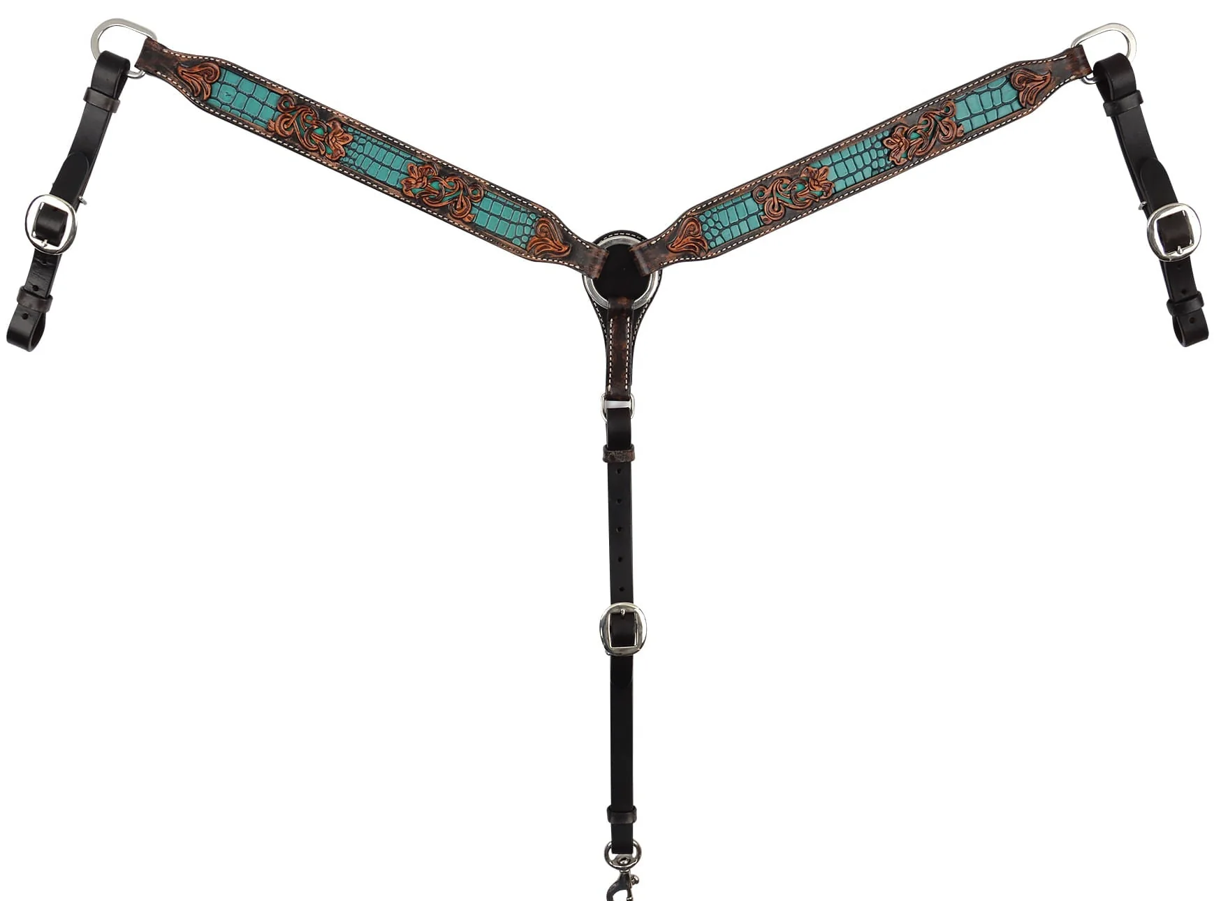 Circle Y Distressed Gator Breast Collar - Healthber