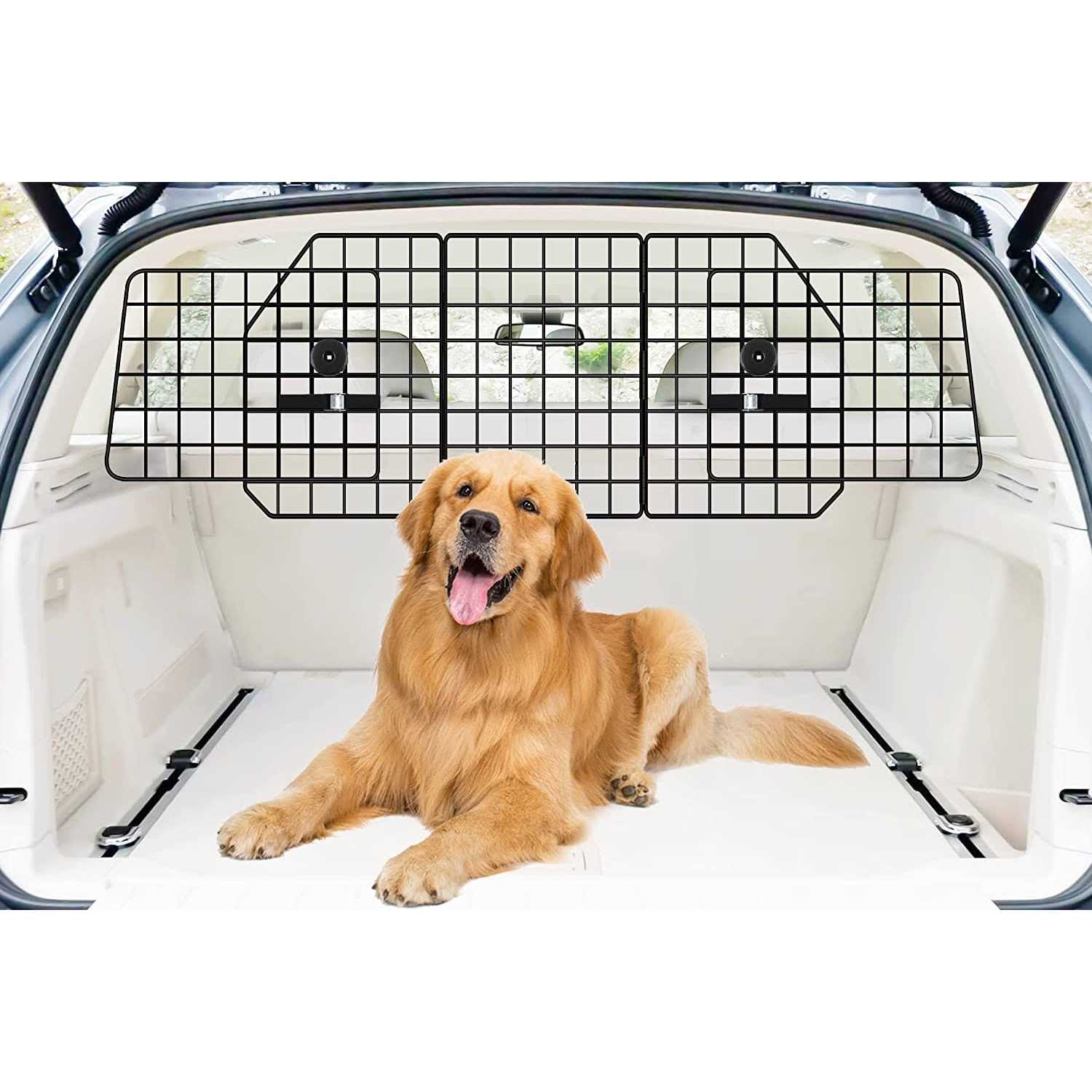 FEED GARDEN Adjustable Dog Car Barrier for SUVs,Cars,Vehicles Trucks Universal-Fit Pet Divider Gate Large Pet Barrier for Cargo Area 36.6 to 59 - Healthber