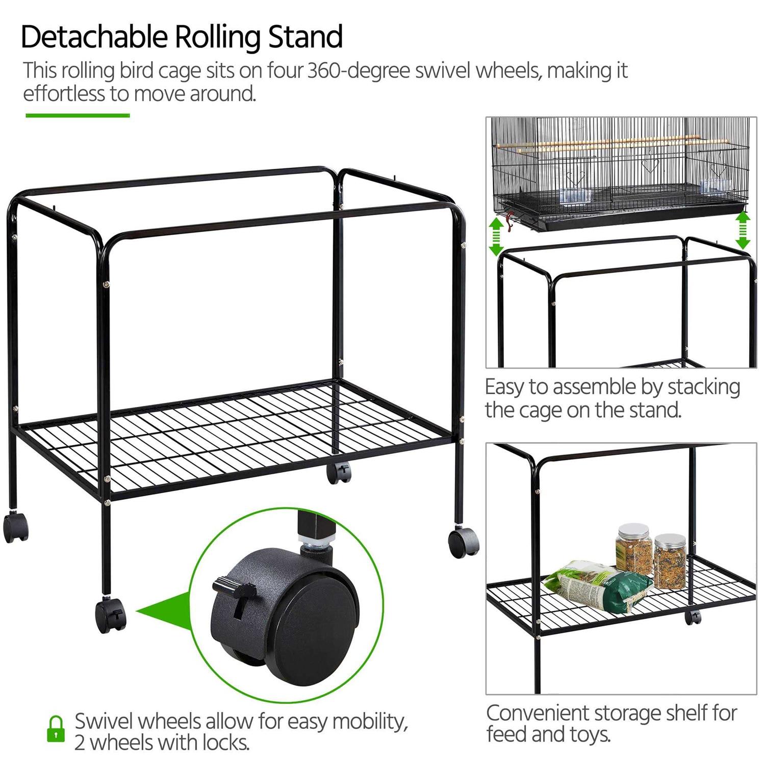 Topeakmart 47 Flight Cage with Slide-Out Tray and Rolling Detachable Stand for Birds - Healthber