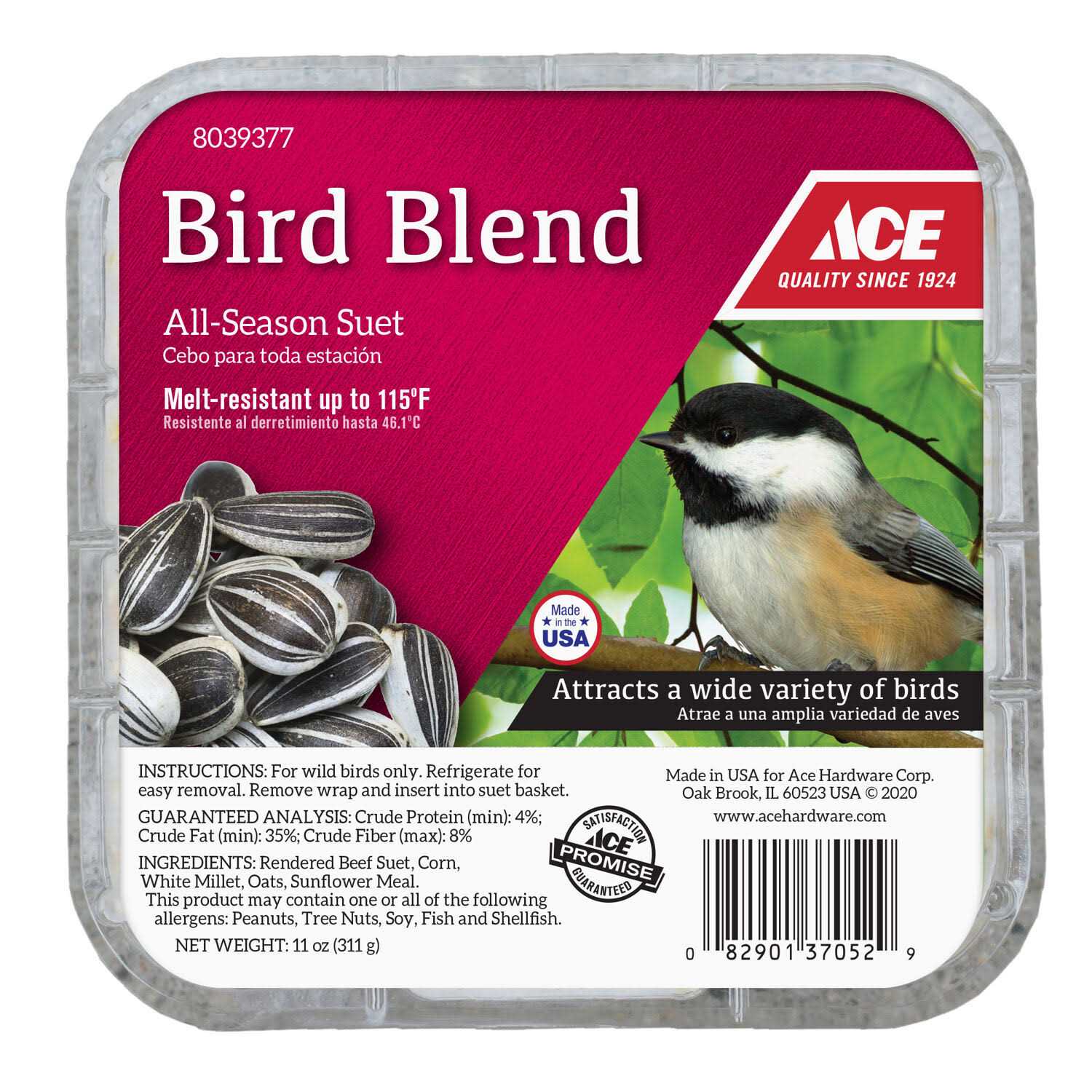 Ace Bird Blend Assorted Species beef Suet 11 oz - Healthber