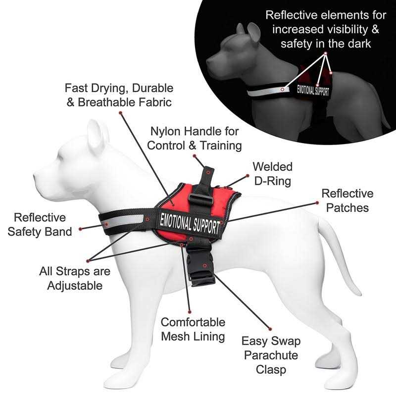 Industrial Puppy Emotional Support Dog Vest Harness with Reflective Straps and Matching ESA Leash Set - Healthber