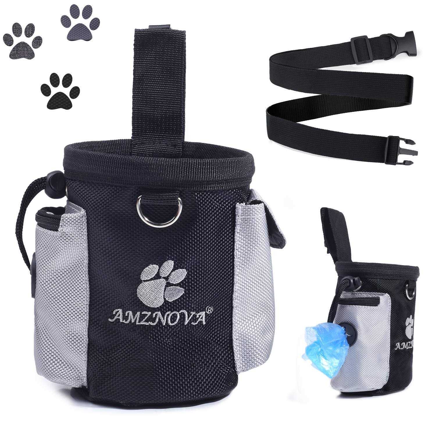 AMZNOVA Dog Treat Bag Puppy Training Pouch Animal Walking Snack Container Best Hiking Toys Pack Dispenser Carries with Waistband - Healthber