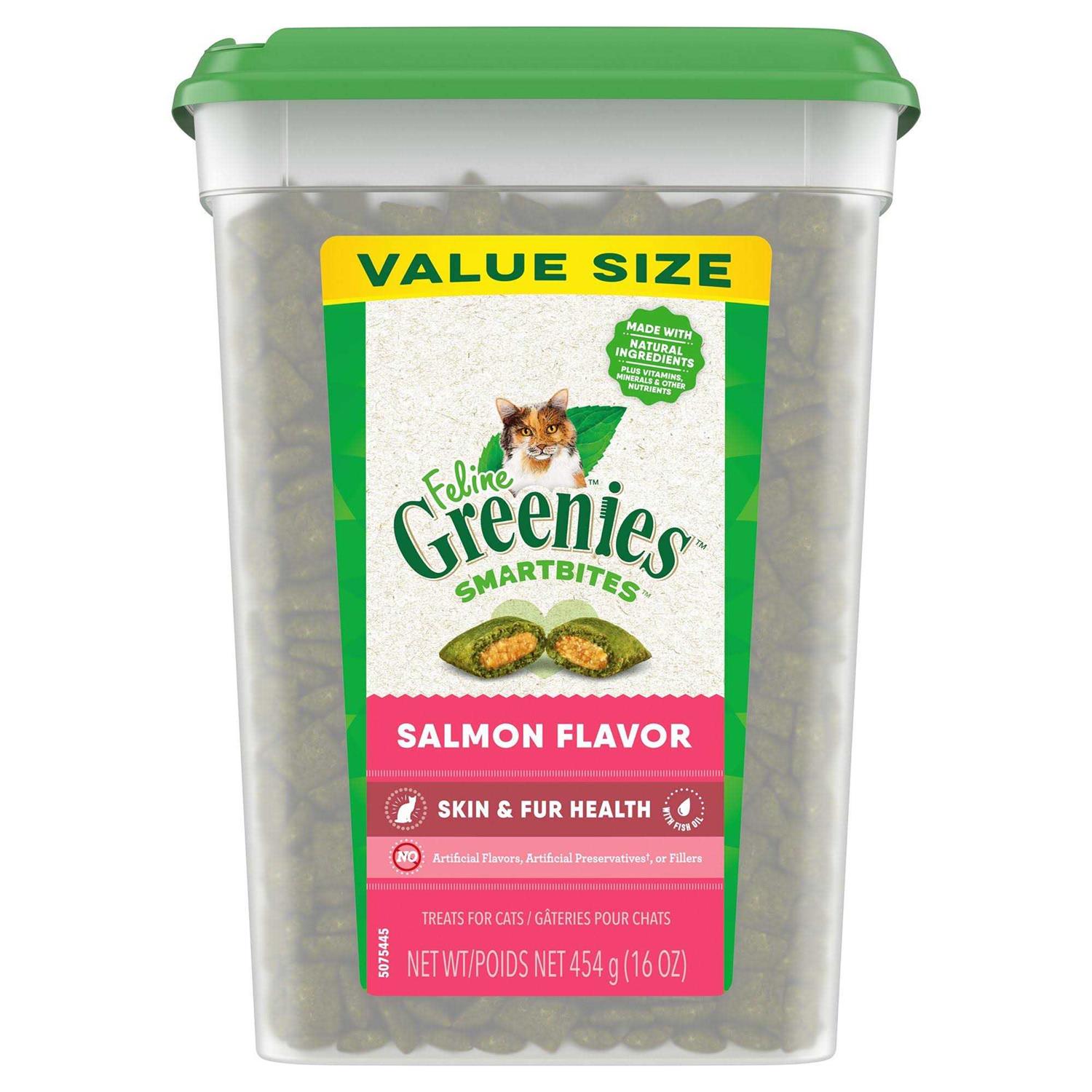 Greenies Feline Smartbites Skin & Fur Salmon Dental Cat Treats - Healthber