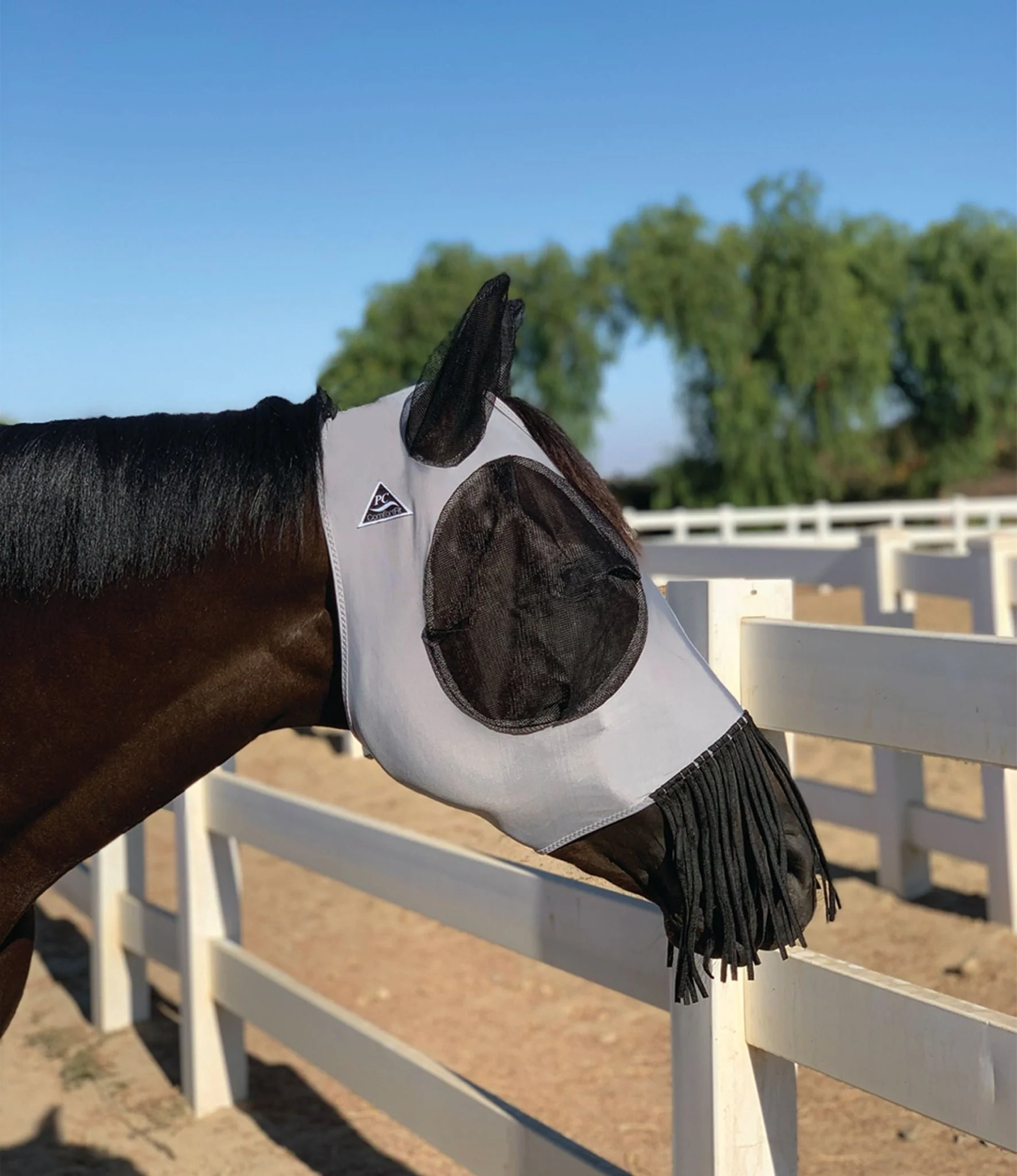 Professional's Choice Comfort-Fit Lycra Horse Fly Mask with Ears & Nose Fringe - Healthber