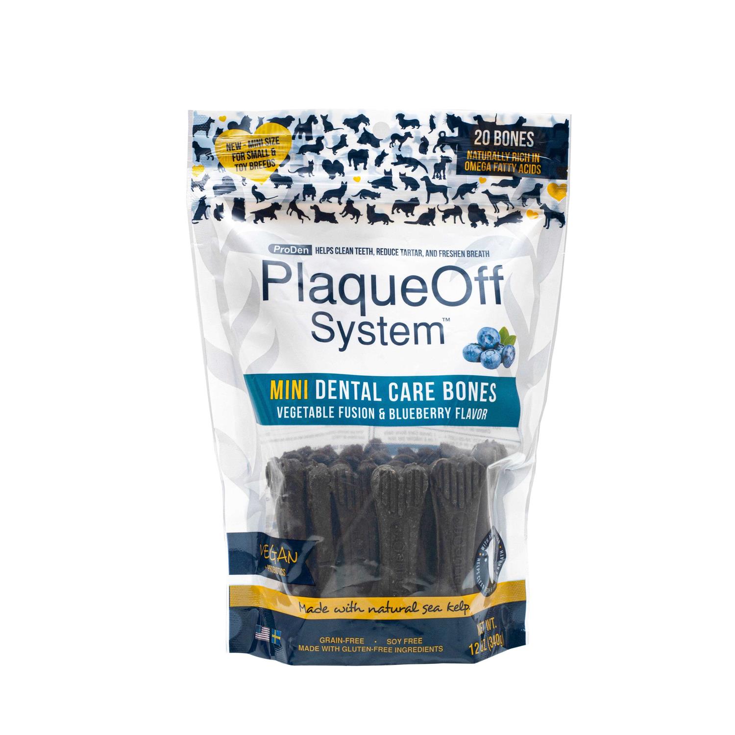 ProDen PlaqueOff Mini Dental Bones Vegetable Fusion & Blueberry - Healthber