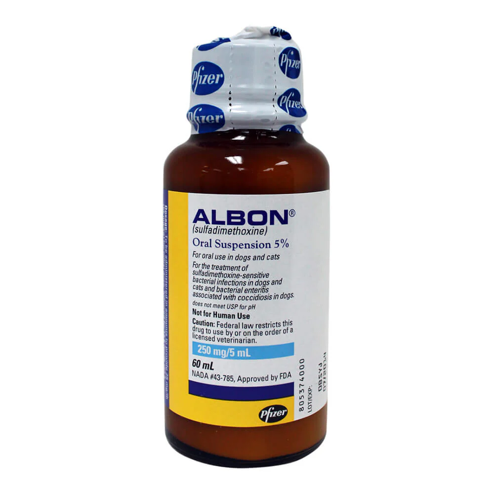Rx Albon 5% (sulfadimethoxine) Oral Suspension for Dogs & Cats - Healthber