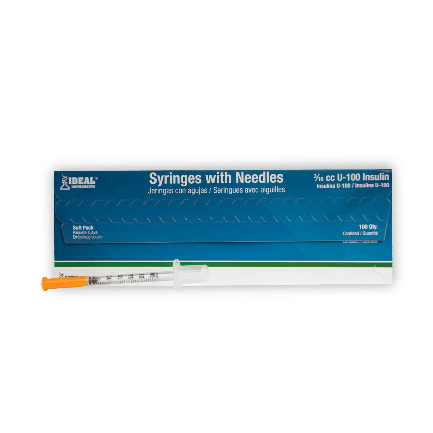 Ideal Insulin Syringes with Needle, Box of 100 - Healthber