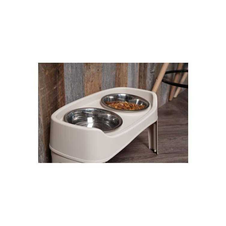 Iris USA 12 inch Elevated Dog Bowls with Two 2 Qt Stainless Steel Bowls and Removable Legs - Healthber