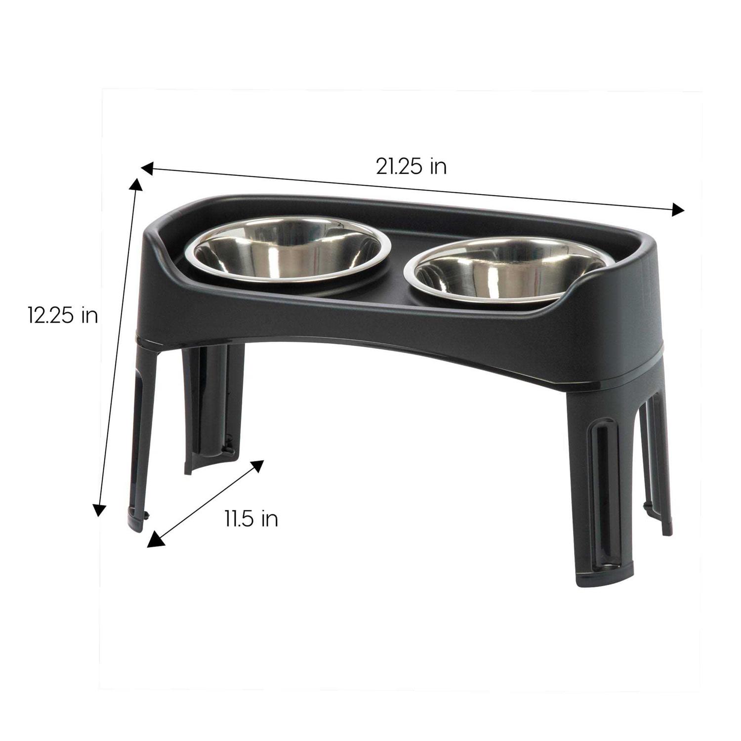 Iris USA 12 inch Elevated Dog Bowls with Two 2 Qt Stainless Steel Bowls and Removable Legs - Healthber