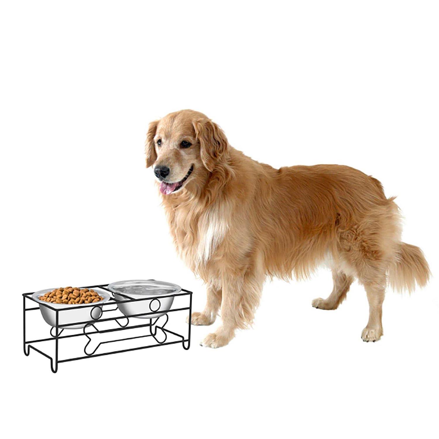 Pet Adobe Modern Double Elevated Dog Bowls 177748ZMA - Healthber
