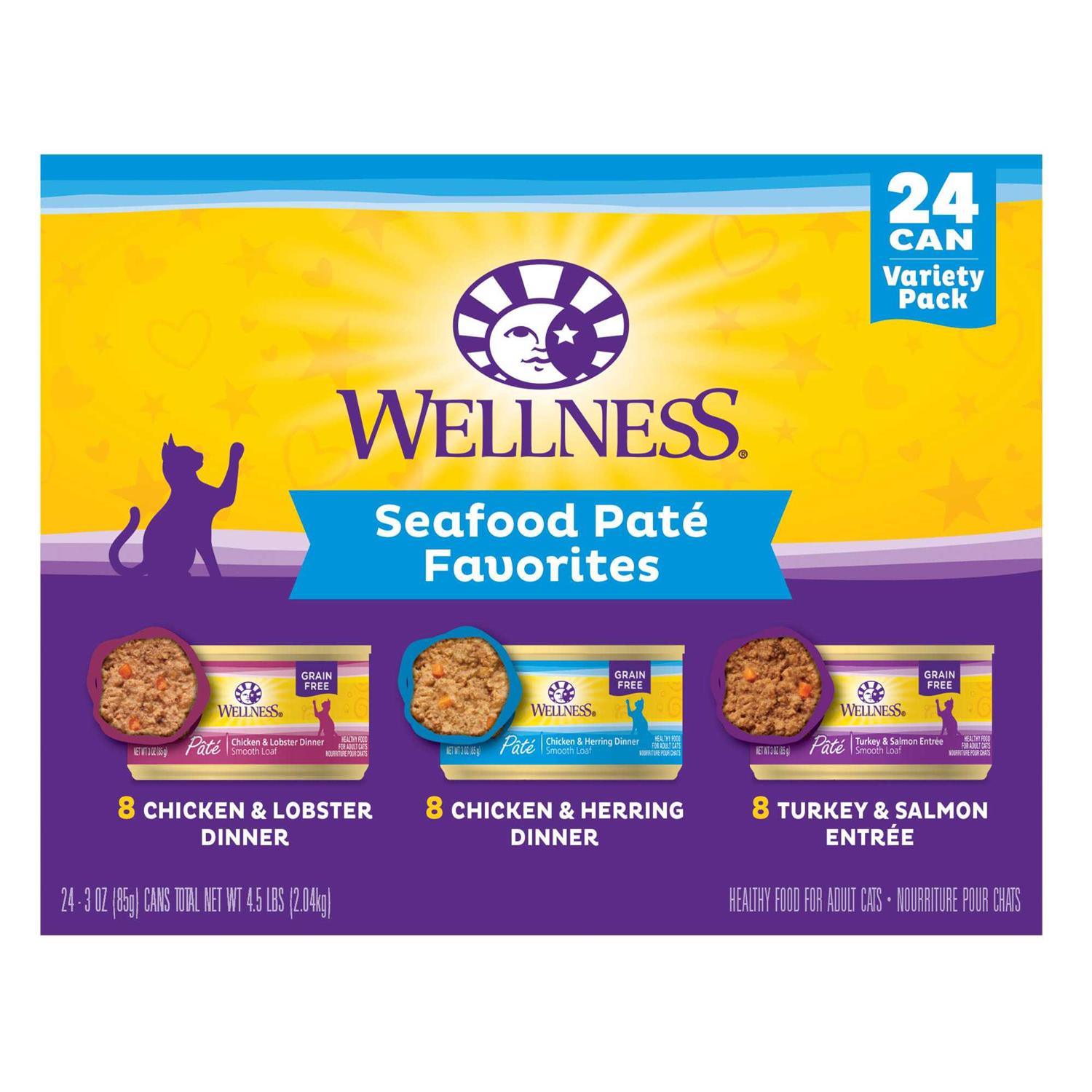 Wellness Complete Health Seafood Pate Favorites Variety Pack Wet Adult Cat Food - Healthber