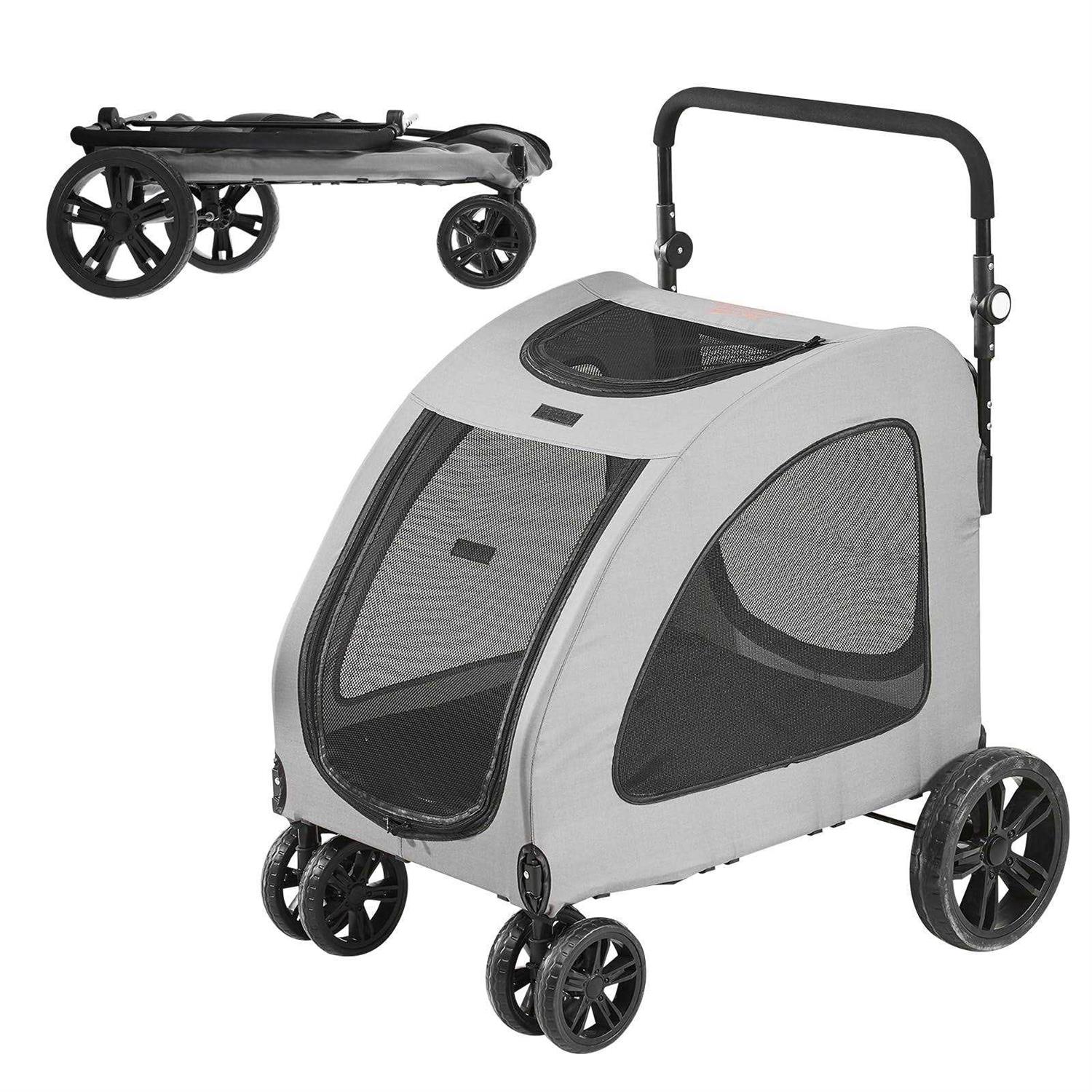 VEVOR Pet Stroller 4 Wheels Dog Stroller Rotate with Brakes - Healthber