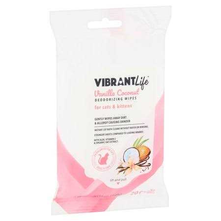 Vibrant Life Vanilla Coconut Deodorizing Wipes for Cats & Kittens - Healthber