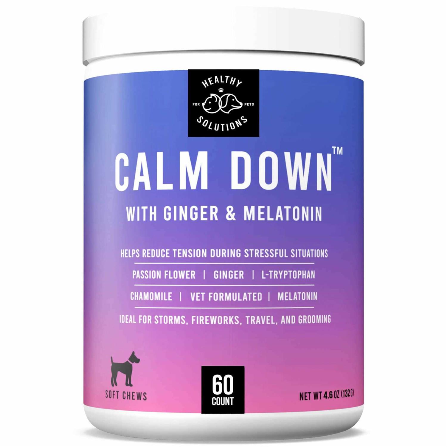 Healthy Solutions for Pets Dog Calming Aid Soft Chew Supplement with Ginger and Melatonin - Healthber