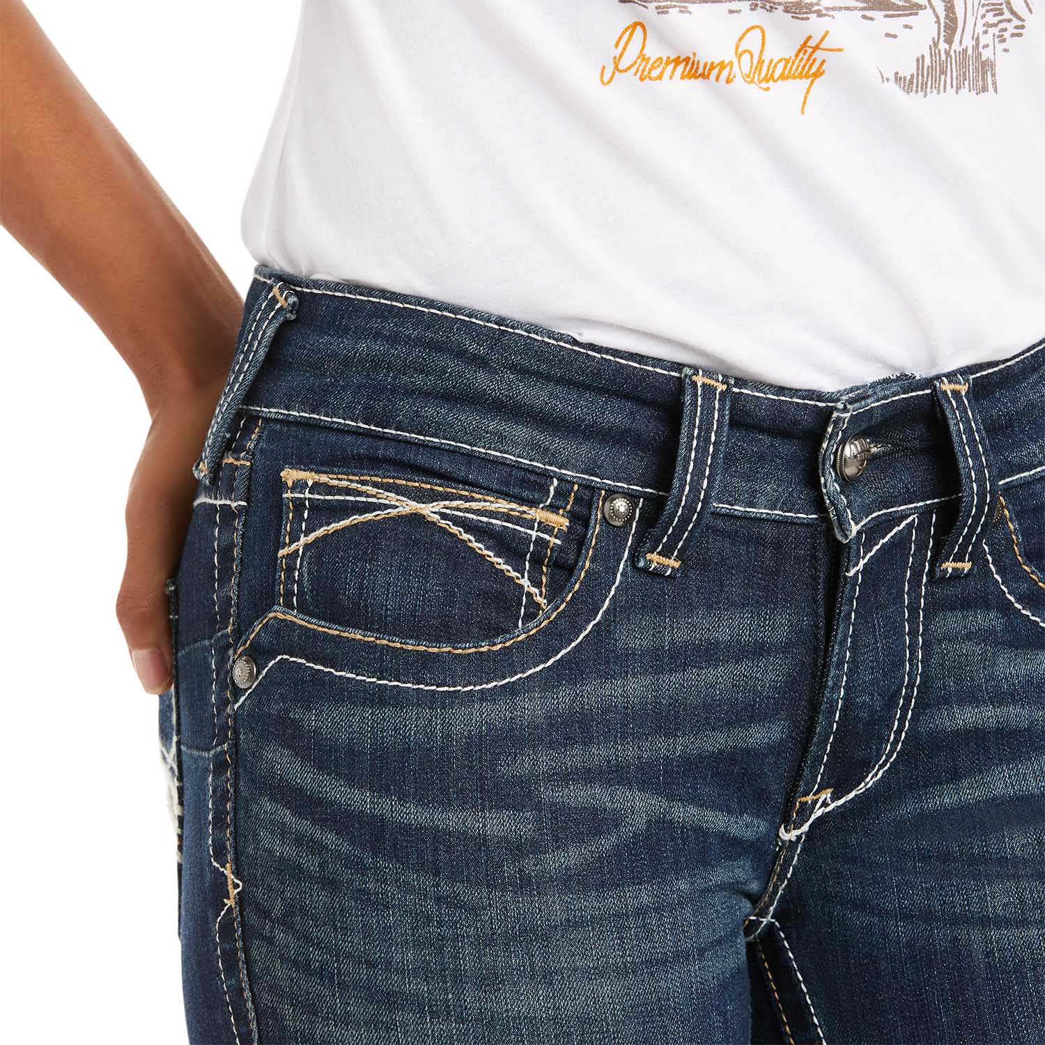 Ariat Women's Mid Rise Stretch Whipstitch Boot Cut Jeans - Healthber