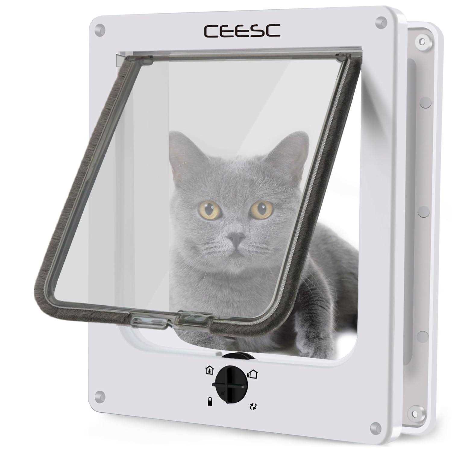 CEESC Cat Magnetic Pet Door 4 Way Lock for Cats and - Healthber
