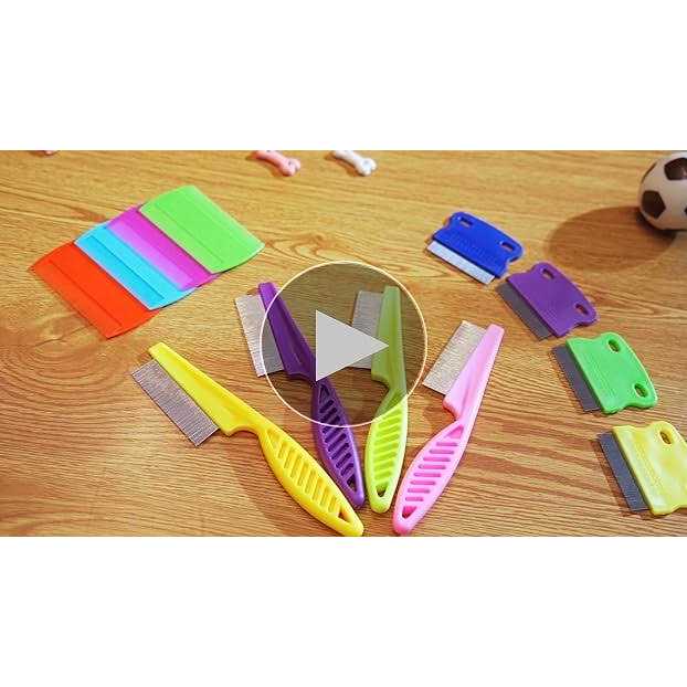 6 Pieces Pet Lice Combs Dog Grooming Flea Comb Cat Tear Stain Comb for Removal Dandruff - Healthber