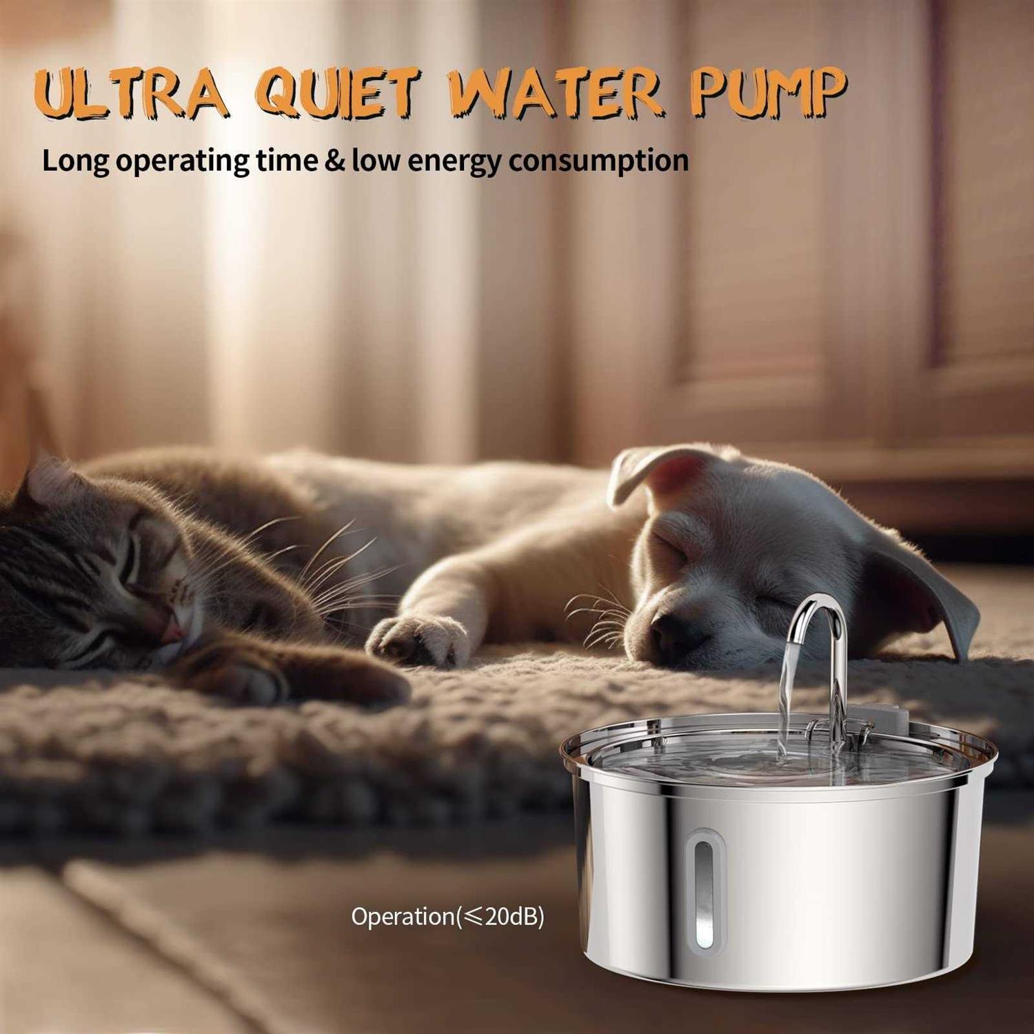 Tomxcute 3.2L Stainless Steel Cat Water Fountain for Drinking Tap Cat Fountain for Cats Terriers small-sized dogs - Healthber