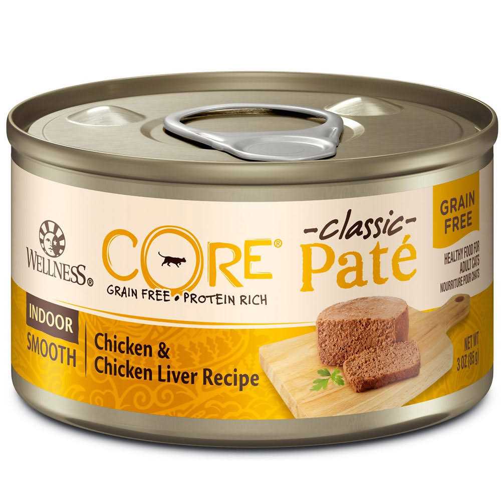 Wellness CORE Natural Grain Free Indoor Chicken & Chicken Liver Smooth Pate Wet Canned Cat Food - Healthber