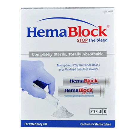HemaBlock Hemostatic Powder, 2 gm Tube/Sachet, 5 pk - Healthber