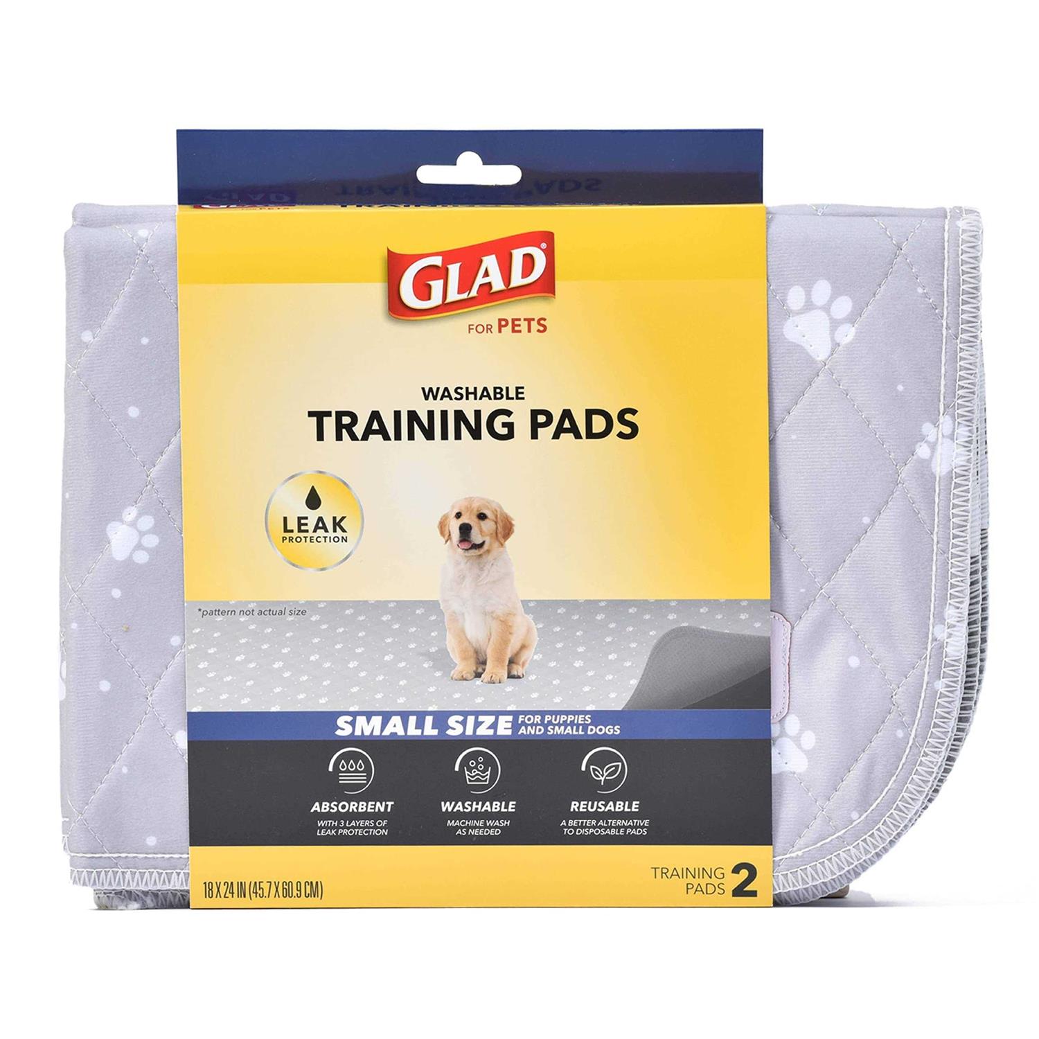 Glad for Pets Washable Training Pads Size 2 Pack Gray with Paw Prints - Healthber