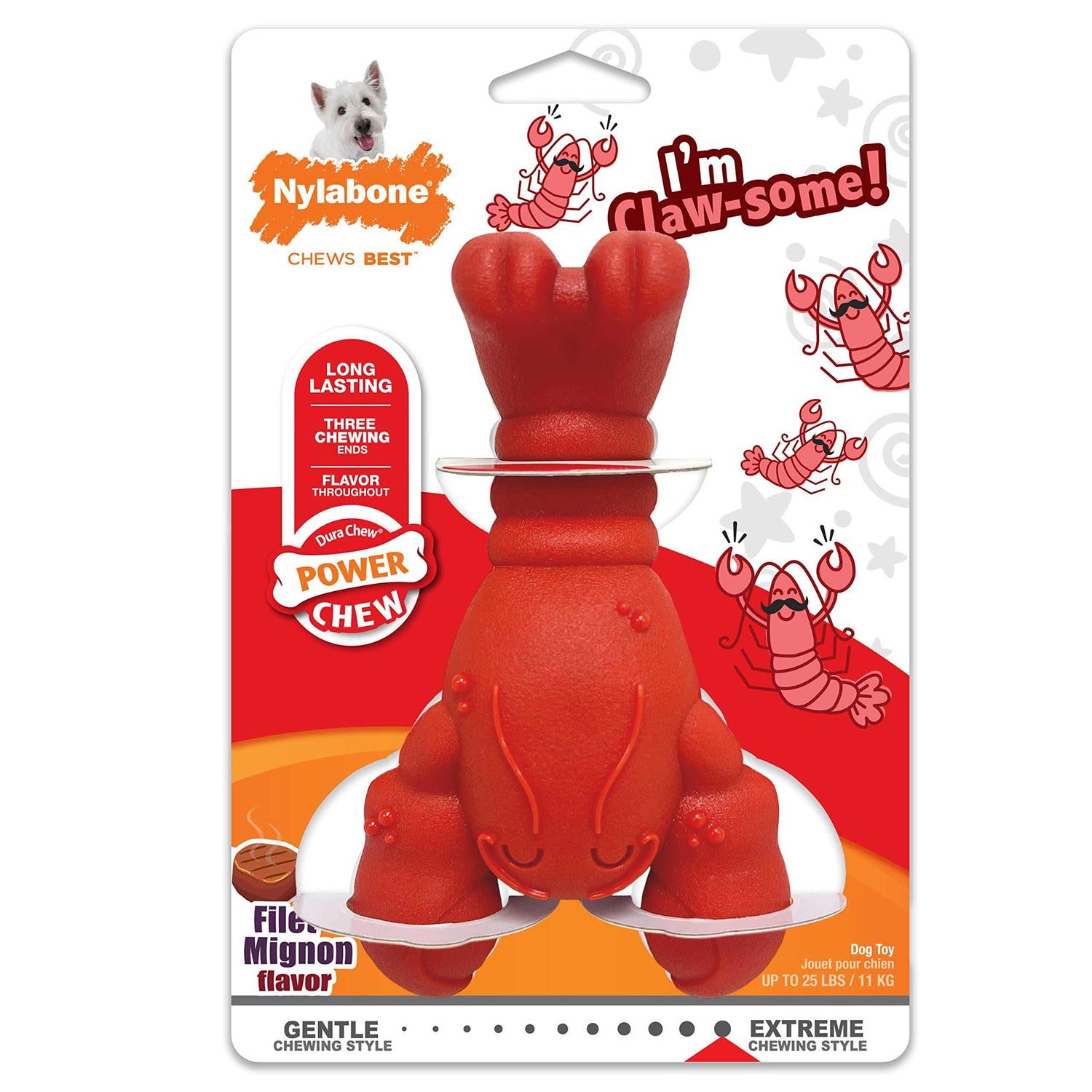 Nylabone Power Chew Lobster Dog Toy Filet Mignon - Healthber