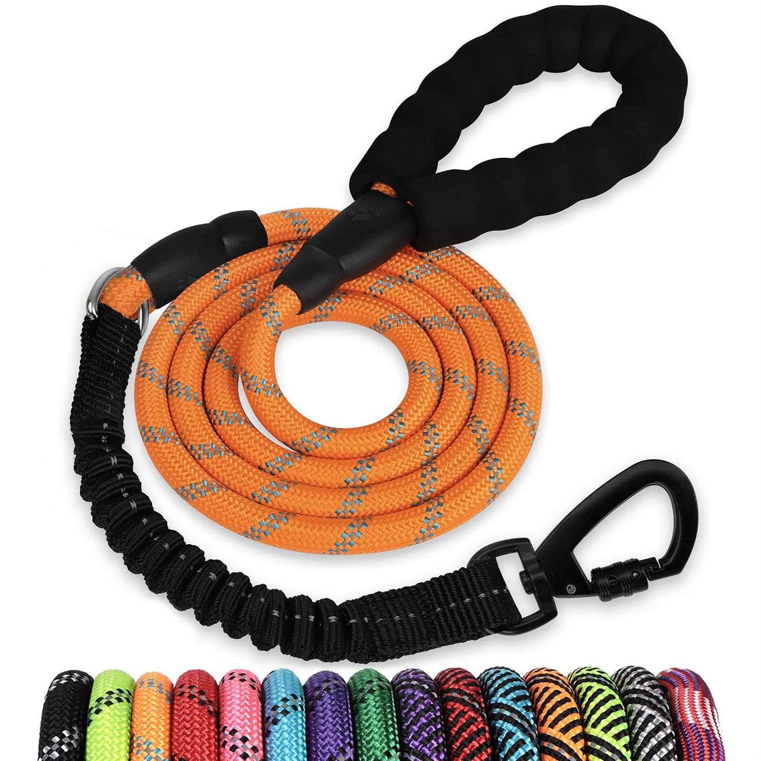 jenico Dog Leash 34561015203050100150FT Heavy Duty Leash with Swivel Lockable Hook and ,Reflective Threads Bungee Dog Leash comfortab - Healthber