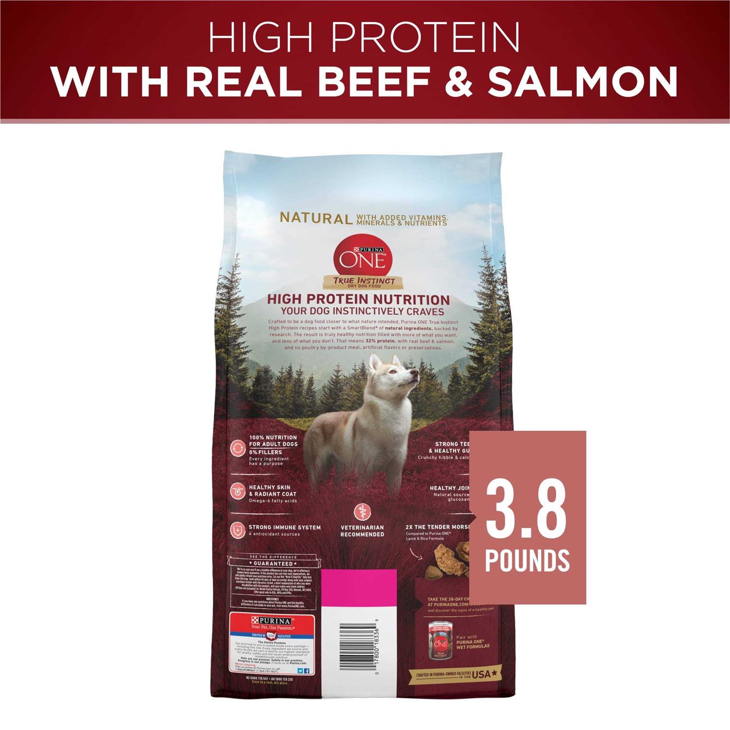 Purina ONE True Instinct High Protein Formula with Real Beef and Salmon Dry Dog Food - Healthber