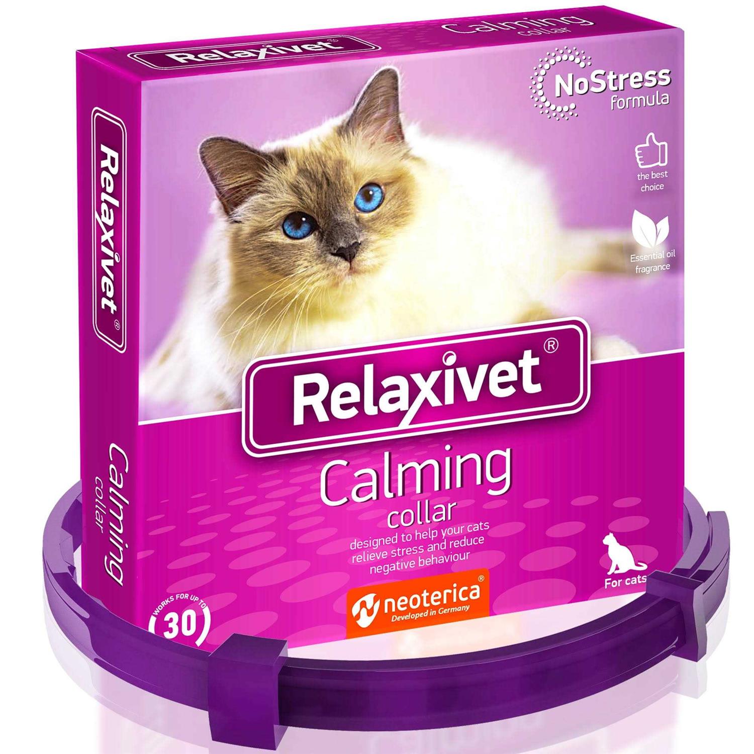 Relaxivet Cat Calming Collar & Pet Anti Anxiety Products Feline Calm Pheromones Collars & Cats Stress Relief - Healthber