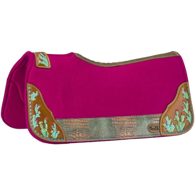 Tough1 Hand Painted Cactus Contour Felt Saddle Pad - Healthber