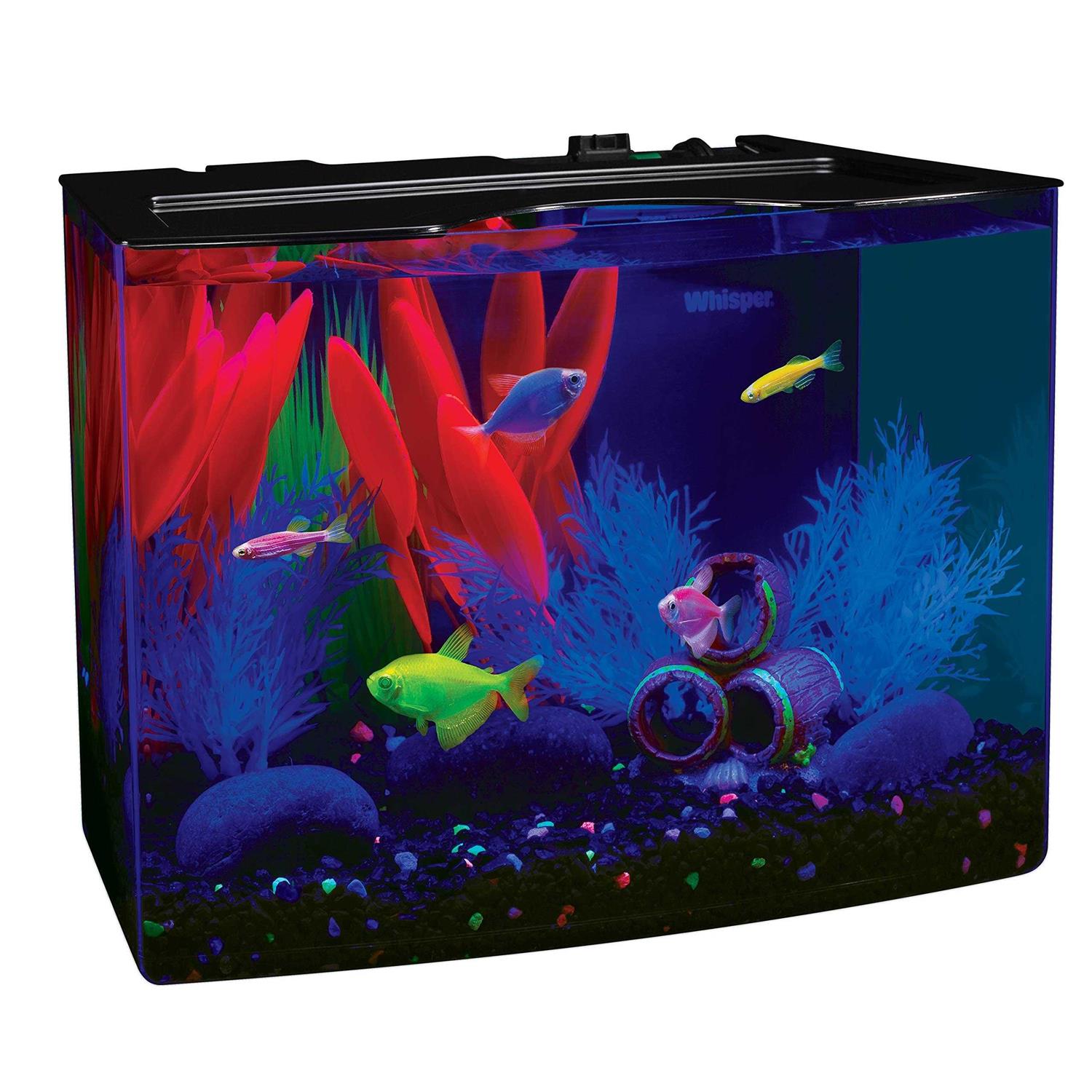 Glofish Aquarium Fish Tank Kits, Includes Fish Tank Decorations And Led Lighting, Tetra Filter And Water Conditioner 5-gallon crescent kit - Healthber