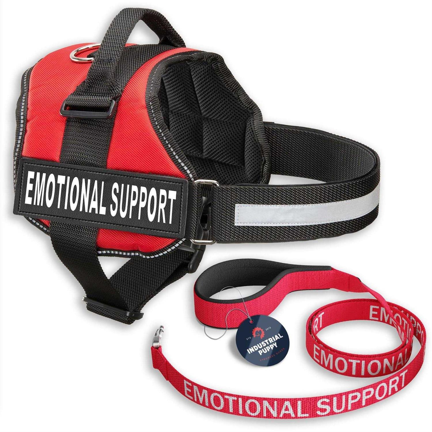 Industrial Puppy Emotional Support Dog Vest Harness with Reflective Straps and Matching ESA Leash Set - Healthber