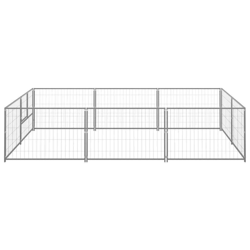 vidaXL Dog Kennel Silver Steel - Healthber
