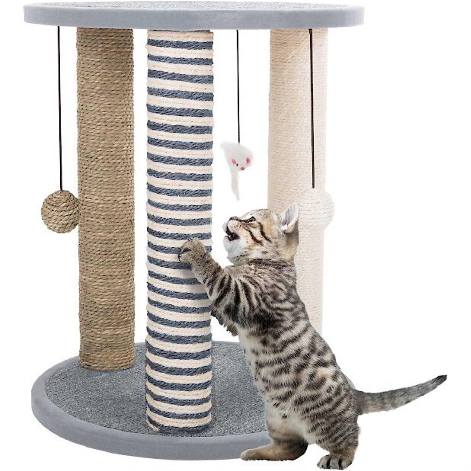 Pet Adobe 19.25-in. Cat Scratching Post with Toys - Healthber