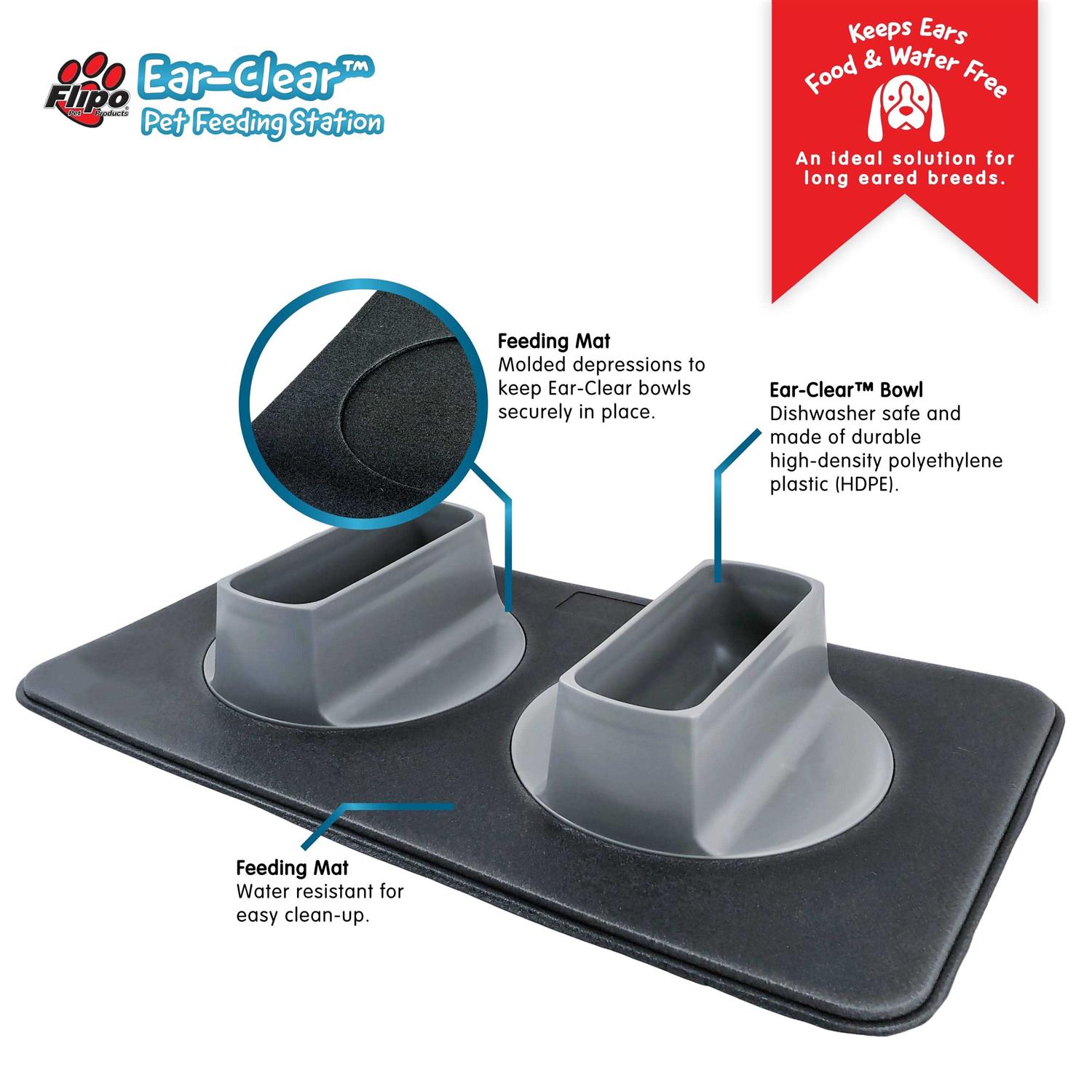 Flipo Ear-Clear Pet Feeding Station - Healthber