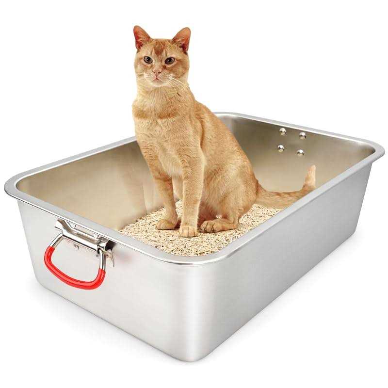 ULIGOTA Stainless Steel Cat Litter Box, Large Metal Litter Box for Kitty and Rabbits - Healthber